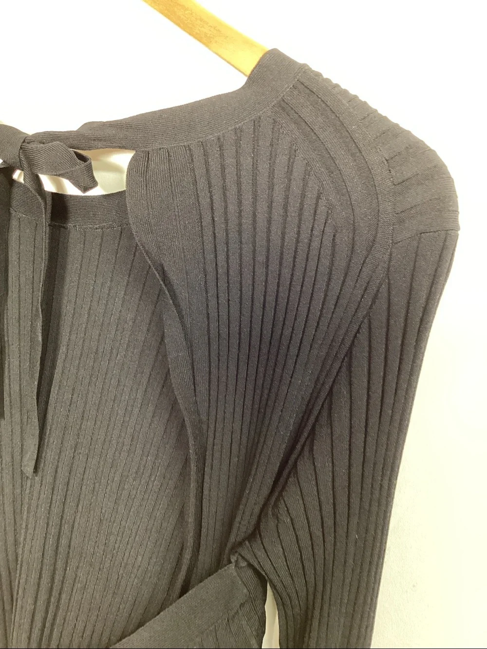 HELMUT LANG Ribbed Tie Back Sweater Black Size Small